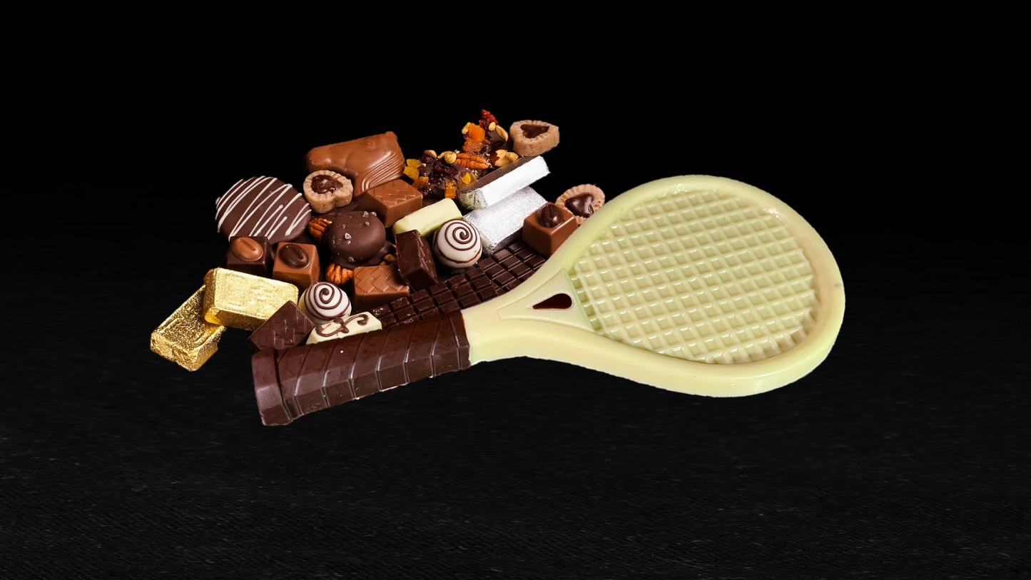 Raqueta de tenis de chocolate blanco, 250g